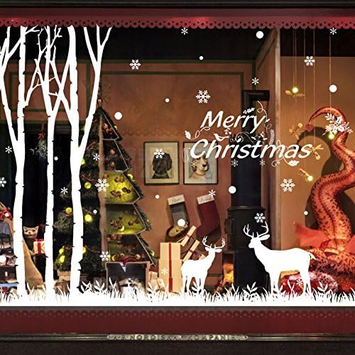 EMIRACLEZE Christmas Gift Merry Chirstmas and Happy New Year Removable Mural Wall Decal for Window Decoration Glass Door and Wall Home Decor