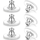 Moconar Big Earring Backs Replacement, 12mm Transparency Bullet Shape Locking Earring Backs for Heavy/Droopy Ears, Big Earrings Lifters Backers for Studs, White Gold