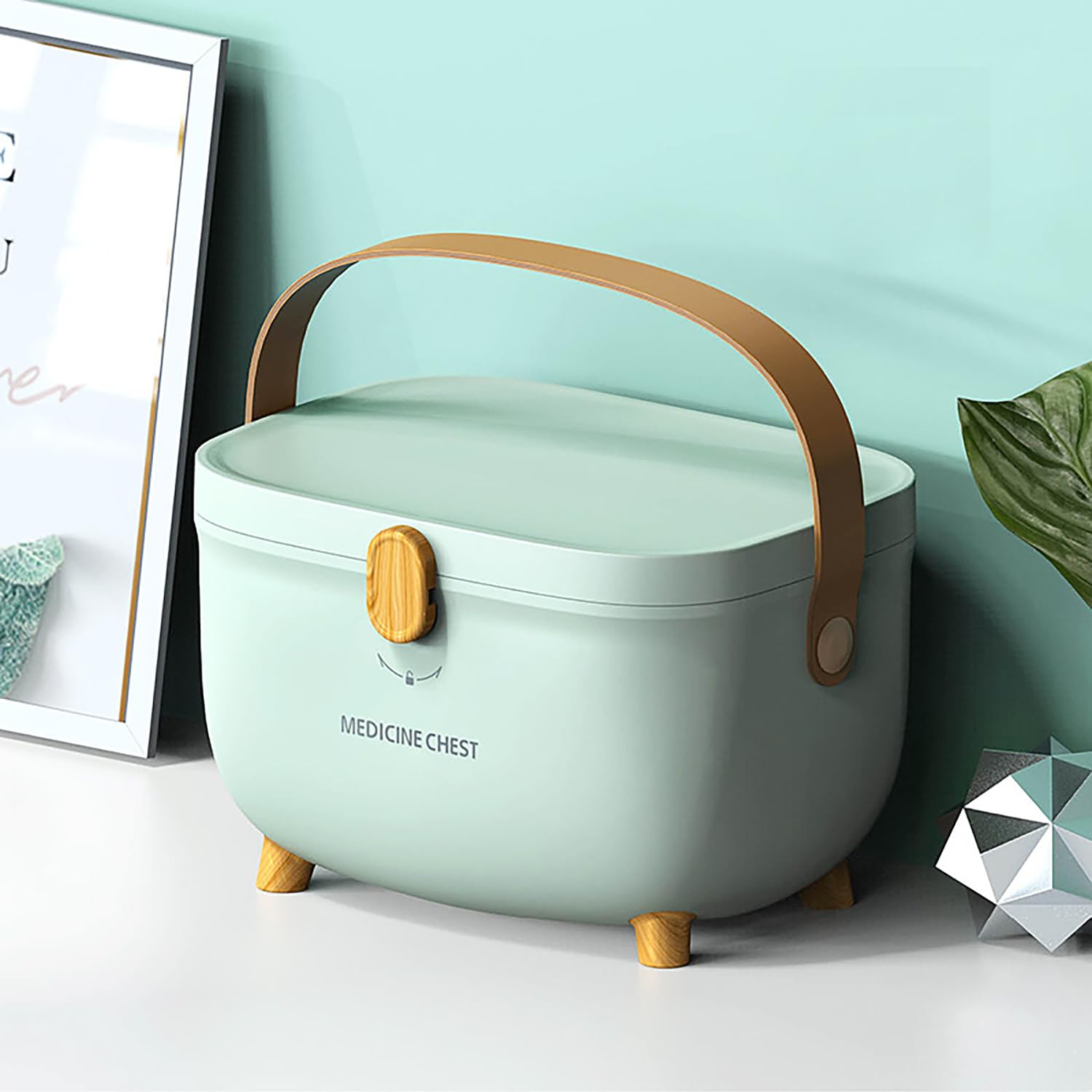 Medicine Storage Box,Household Medicine Storage Box Organiser,First Aid Box,Double Layers Multi Grid Medicine Box,Portable with Lid Medication Storage Box Medicine Cabinet for Home,School (Green)