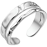 Zikichiky Silver Hammered Double Layer Adjustable Ring for Women&Men Statement Thumb Ring Minimalist Jewelry