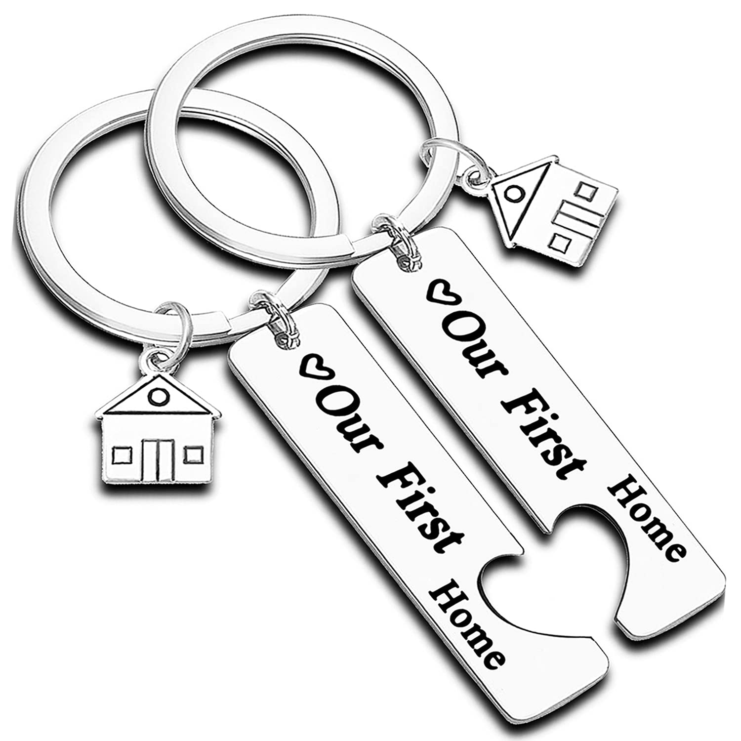 Nimteve Couple Keyrings Our First Home Keychains New Home Keyring Housewarming Gifts Matching Keyring Gifts for New Home Owners Jewellery (2PCs Our First Home Style1)