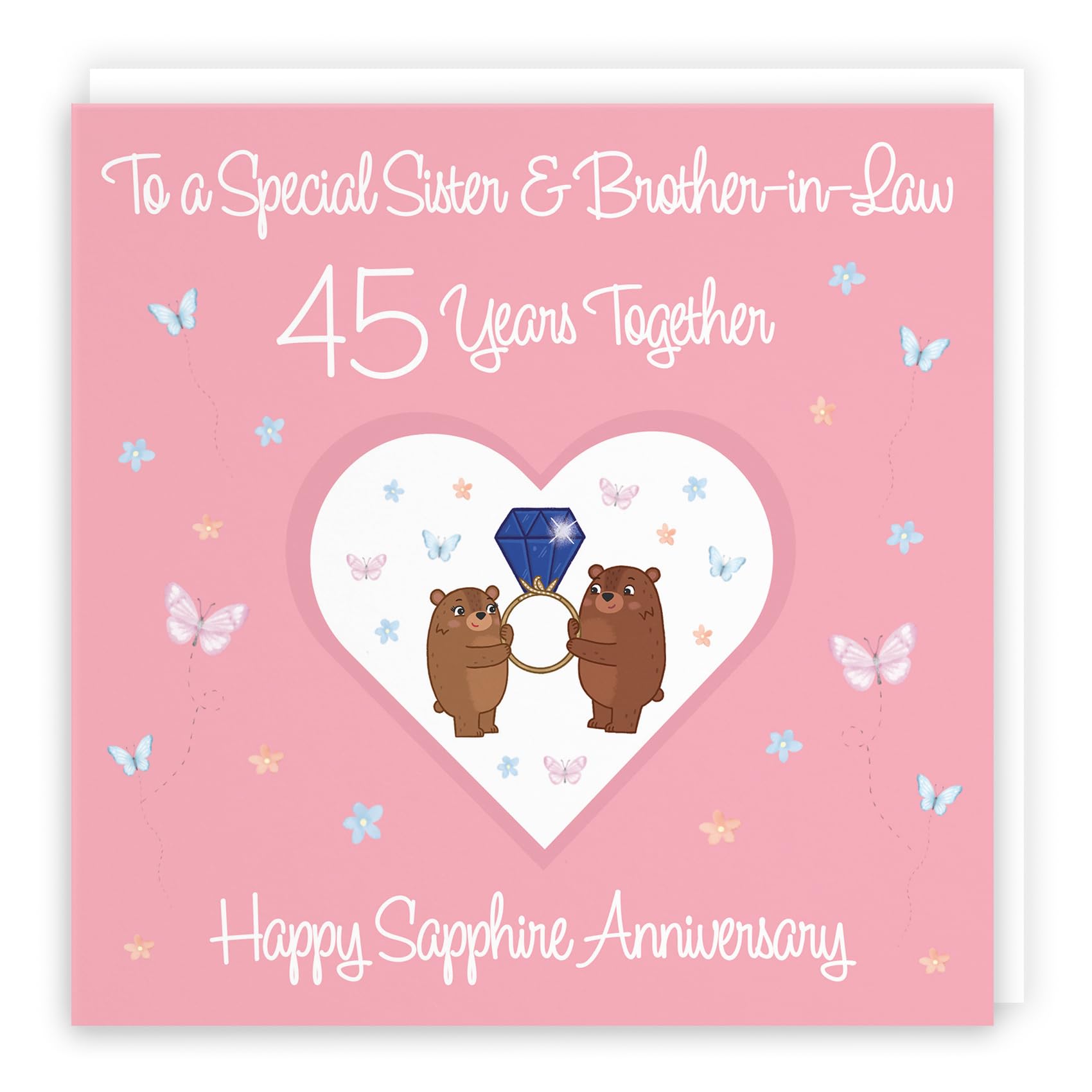 Hunts England - Sister & Brother-in-Law 45th Anniversary Card - 45 Years - Sapphire Anniversary - Romantic Meadows - Fun Card - 45th Anniversary Card For Sister And Brother-in-Law — image 1