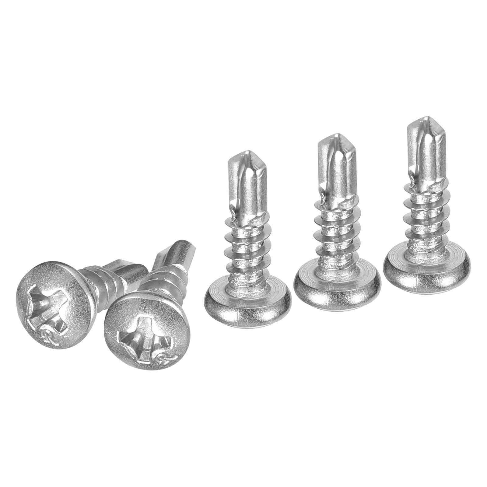 DTGN #8x1/2" Pan Head Self Drilling Screws - 100Pack - 410 Stainless Steel Phillips Drive Self Tapping Sheet Metal Screws