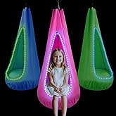 Sibosen Light Up Kids Pod Swing Seat – Sensory Hammock Chair with Remote & Bluetooth App Control LED Lights, Inflatable Cushion, Pocket – Indoor & Outdoor Swing for Autism & Relaxation