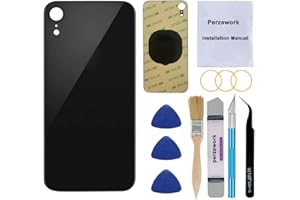 Perzework OEM Rear Back Glass Replacement for iPhone XR 6.1 inches with Reparing Toolkit and Pre-Installed Adhesive (Black)