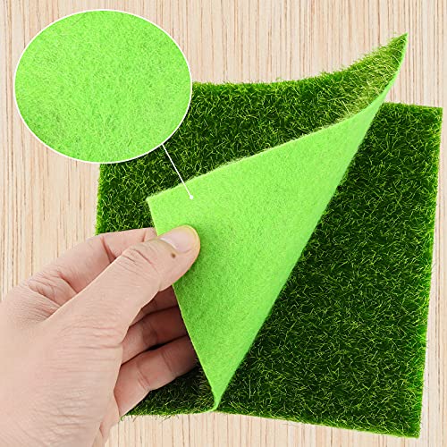 Shindel 6PCS Fairy Artificial Grass, Grass Mats for Miniature Garden Buildings, Artificial Garden Grass, 3 Size