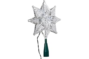 KURT S. ADLER Kurt Adler 10-Light 8-Point Star Christmas Treetop, 8-Inch, Clear