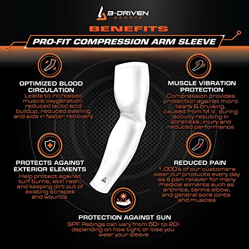 BDriven Sports Compression Arm Sleeve for Men Women Good for