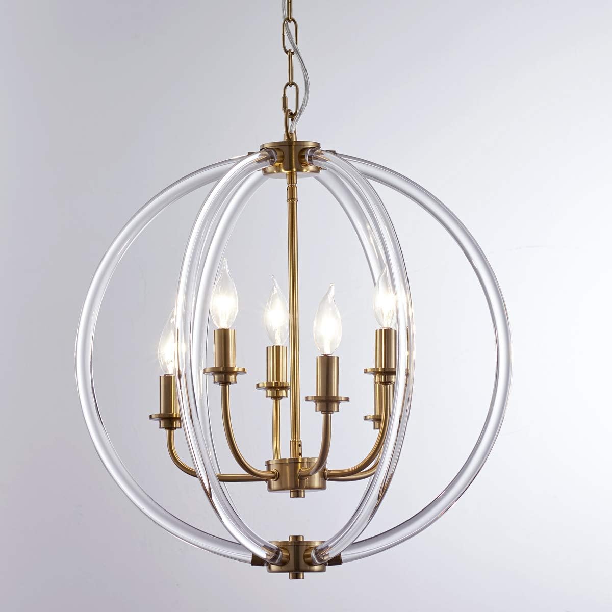 Reaketon Clear Globe Pendant Light-6 Light D19.7" LED Modern Chandelier Ceiling Light Fixture Dining Room Bedroom Foyer Entryway Required CH2012-6H