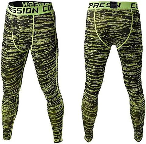 Kudex Men Sports Compression Cool Dry Base Layer Pants Wear Under Leggings Tight Long Pants 5 Sizes (Green, XXXL)