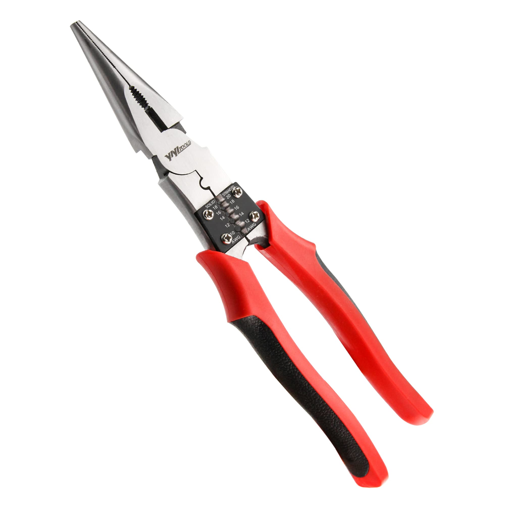 YIYITOOLS - HX-1-003 Needle Nose Pliers with Wire Stripper/Crimper/Cutter Function Multitool, Big Heavy Duty Side Cutting Long Nose Plier, 9 inch