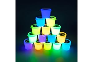 LANUMIONG 15 Pack Glow in The Dark Slime, Crystal Galaxy Slime, Including Blue, Pink, Yellow, Orange etc, Slime Party Favors, Soft and Non-Sticky, for Educational Stress Relief Slime Toys for Girls Boys