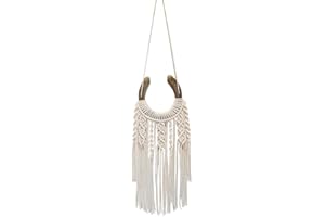 Dielianyi Equestrian Macrame Wall Hanging Equestrian wall art Handmade macrame decor Equestrian-inspired wall hanging horse lover decor (White)