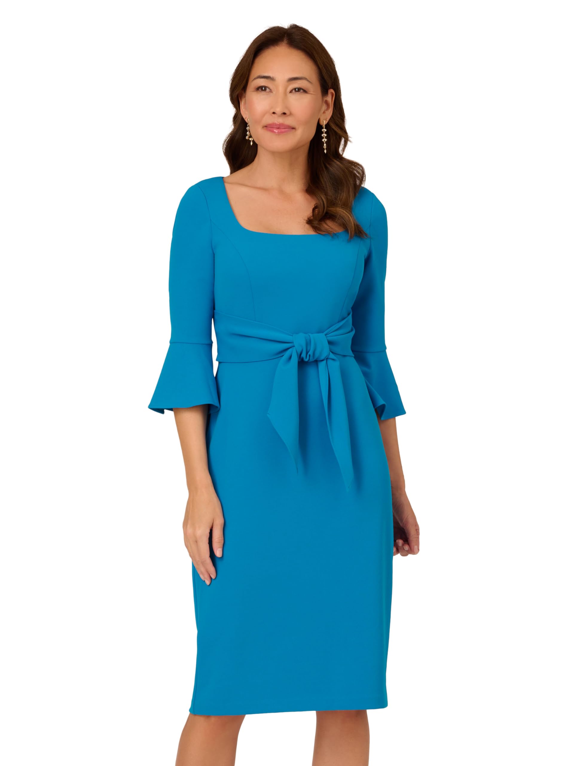 Photo 1 of Adrianna Papell Women's Bell Sleeve Tie Front Dress, Deep Cerulean, 10