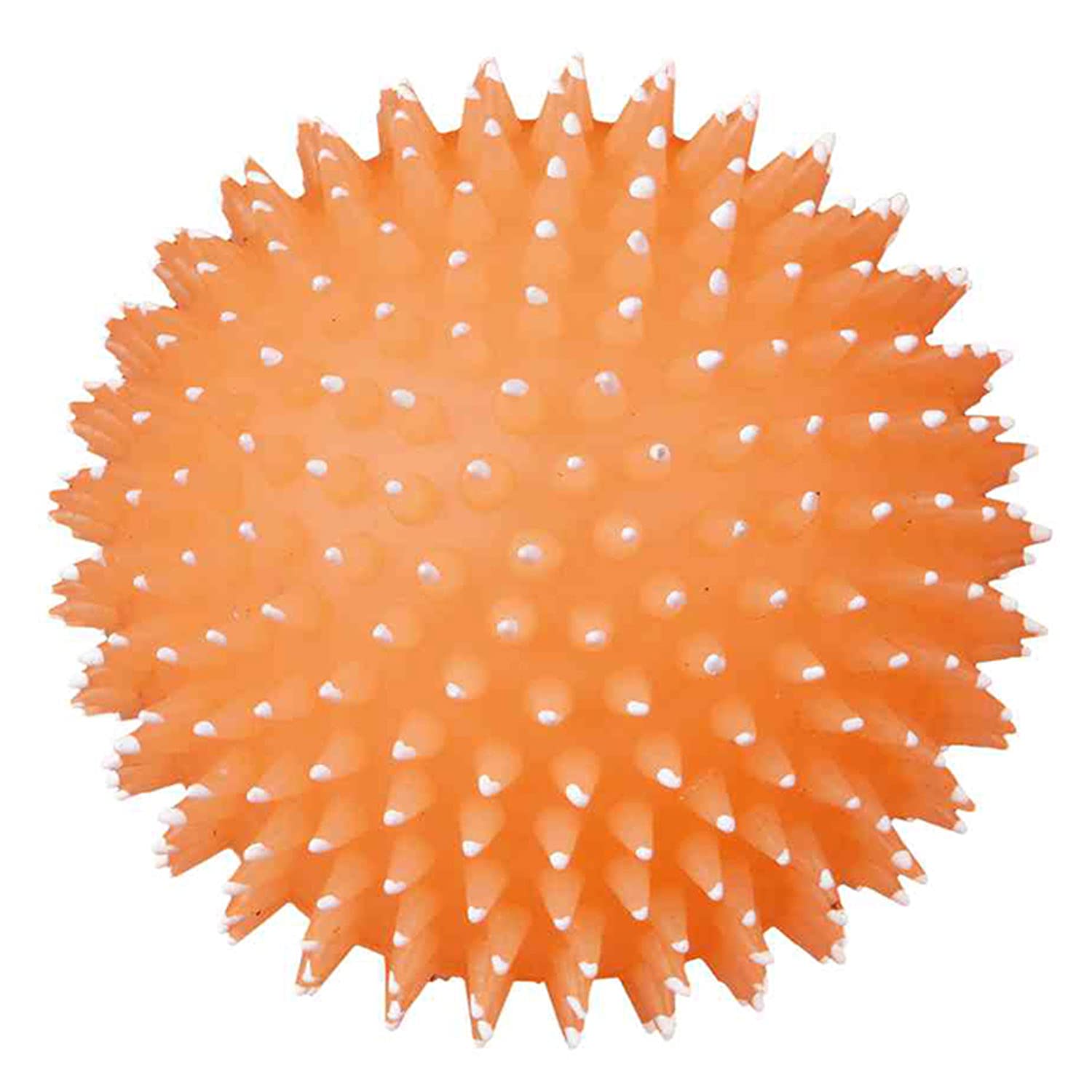 TRIXIE hedgehog ball dog toy - with squeaker - for fetch and chew games - orange - ø 10 cm - vinyl - 3412