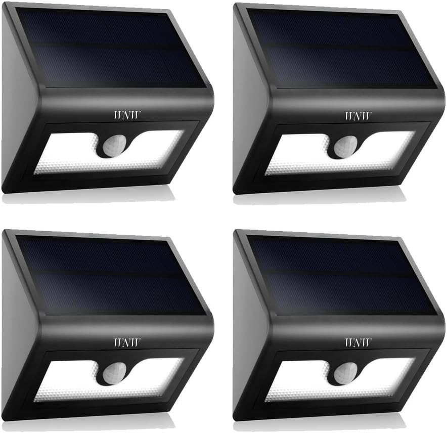 WNW Solar Wall Light, Motion Sensor 16 LED Waterproof Wireless Security Lights for Outdoor, Garden, Pathway, Yard, Deck, Fence and Driveway. (4-Pack)