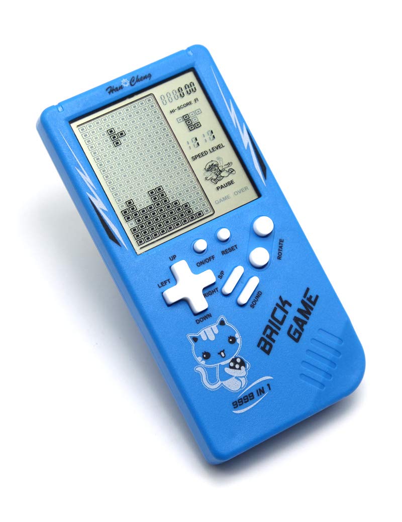 Retro Big Screen Brick Game Console 9999 in 1 Tank/Racing/Shooting Casual Puzzle Game Adjustable Difficulty and Speed Small and Easy to Carry Best Gifts (Blue)