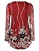 Jubby Women's Lace Floral Printed Round Neck Flared Tunic Top