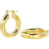 Chunky Gold Hoop Earrings for Women, 14k Gold Plated Thick Triple Hoop Earrings Hypoallergenic Trendy Chunky Gold Hoops Earrings Dainty Jewelry Gifts for Women