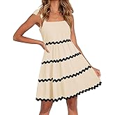 ZESICA Women's Summer Swing Mini Dress Casual Spaghetti Straps Sleeveless Smocked Backless Flowy A Line Sundress