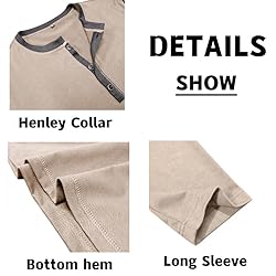 Men's Henley Long Sleeve Shirts Casual Button