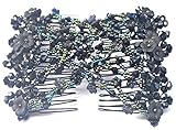 Casualfashion Magic Vintage Morning Glory Crystal Beaded EZ Stretchy Double Clips Hair Comb Hair Accessories (Color Black)