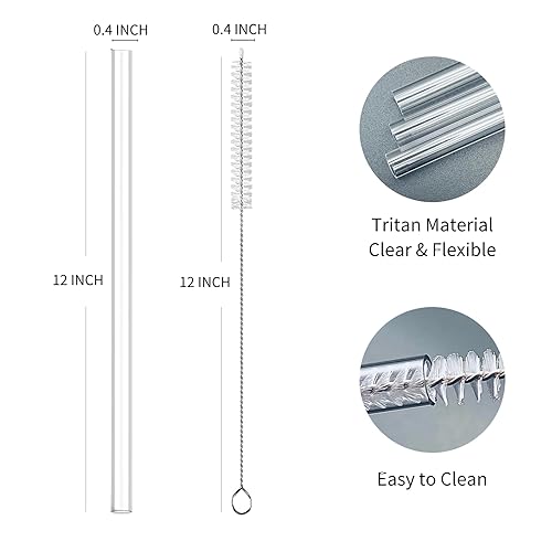 Stanley Cup Replacement Straws - 4 Pack TRITAN BPA-Free Straws With Cleaner Brush