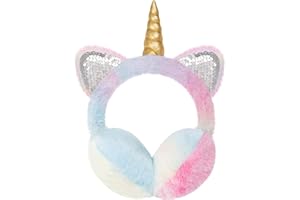 BTHRORO Ear Muffs for Kids Unicorn Earmuffs Winter Cute Ear Warmers Soft Plush Ear Covers for Cold Weather Women Kids Girls