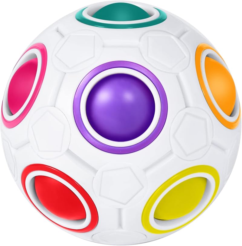 ROXENDA Magic Rainbow Ball 3D Puzzle Brain Teaser Fidget Toy 68mm White