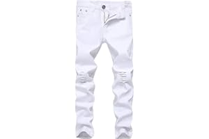Lanscadran Boy's Skinny Fit Ripped Distressed Stretch Fashion Denim Jeans Pants