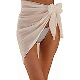 Familistimo Textured Tie Side Beach Sarong Open Front Sarong Coverups for Women Beach Cover-Ups