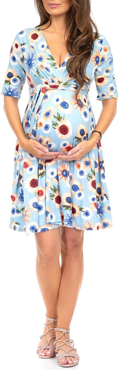Women's Knee Length Wrap Dress with Belt