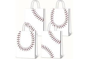BQK 16pcs Baseball Snack Bags For Kids with Handles Baseball Goodie Bags Favors Baseball Treat Bags Baseball Gift Bags Baseball Theme Party Supplies Baseball Birthday Party Supplies
