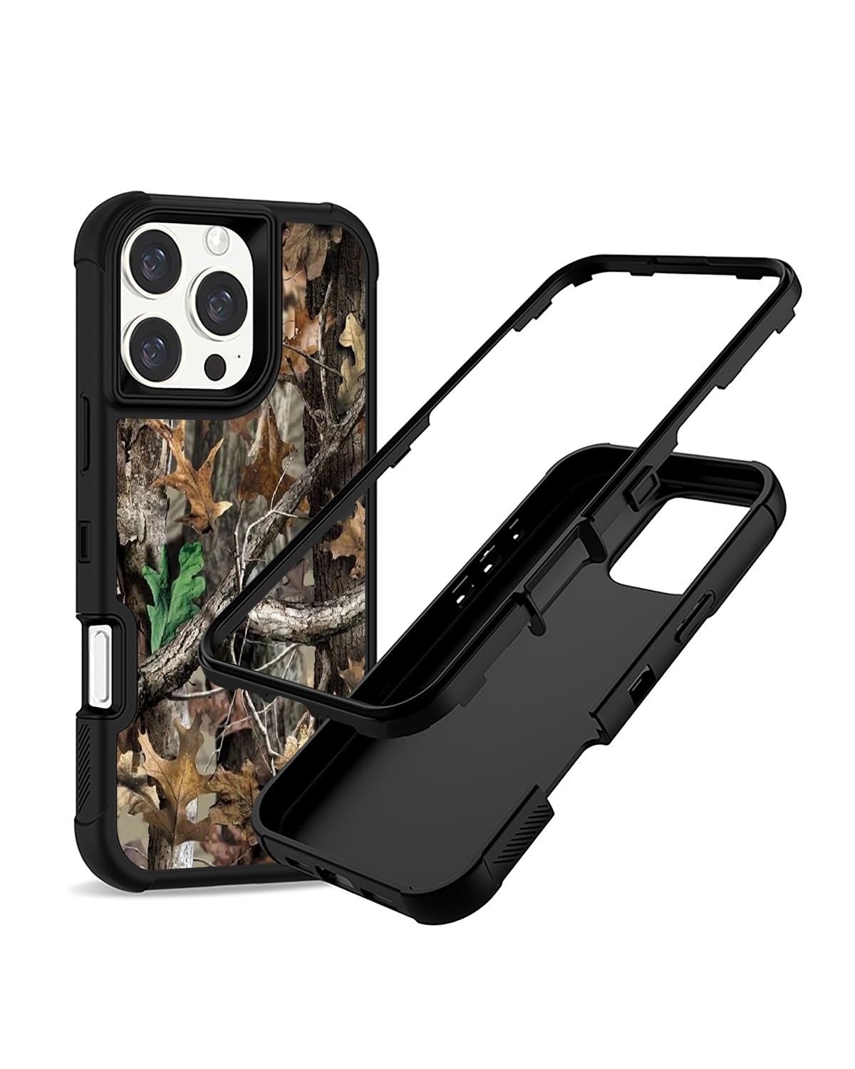 Photo 1 of XWMHHP Compatible with iPhone 16 Pro Case Camo Leaf Design for Men Boys, 3-Layer Rugged Shockproof Hard Plastic Bumper +Soft Silicone Rubber Heavy Duty Protection Cover