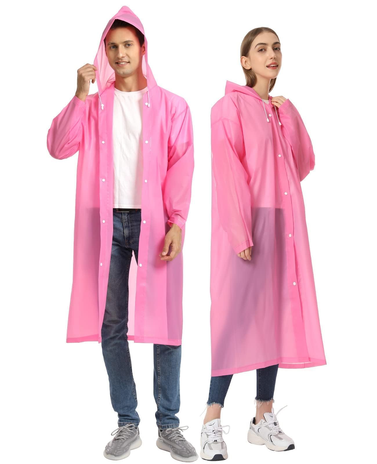 Photo 1 of Opret 2 Pack Pink Long Sleeve Poncho Raincoats for Adults