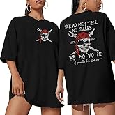 Pirate Shirt Women Vintage Graphic Oversized Skeleton Shirt Funny Casual Skull Short Sleeve Top