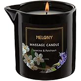 MELONY Luxury Massage Candle - Moisturising, Body Oil Candles for Muscle Relaxation, Home Spa, 8.1OZ (Jasmine & Patchouli)