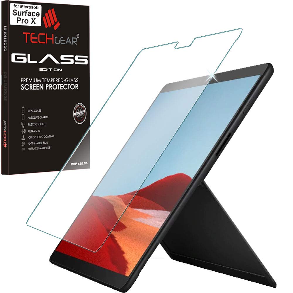 TECHGEAR GLASS Edition Screen Protector fits Microsoft Surface Pro X, Genuine Tempered Glass Screen Protector [9H Toughness] [HD Clarity] [Scratch-Resistant] [No-Bubble]