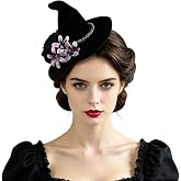 LSHDXD Mini Velvet Witch Fascinator Hair‑Clip Hat, Halloween Christmas Gothic Cosplay Costume Accessory for Women