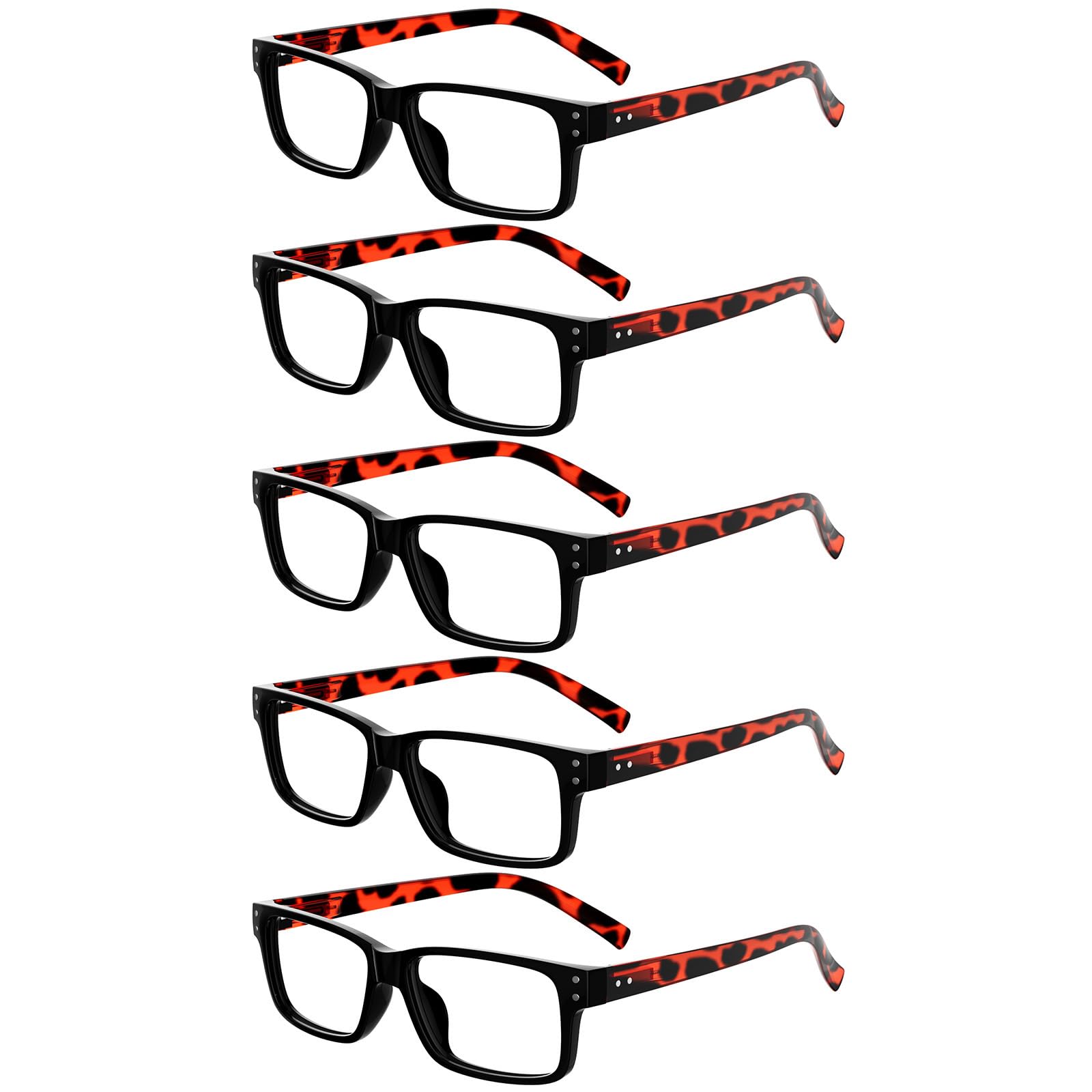 Eyekepper Vintage Reading Glasses-5 Pack Black Frame with Tortoie Arms Glasses for Men Reading Reader Eyeglasses Women — image 1