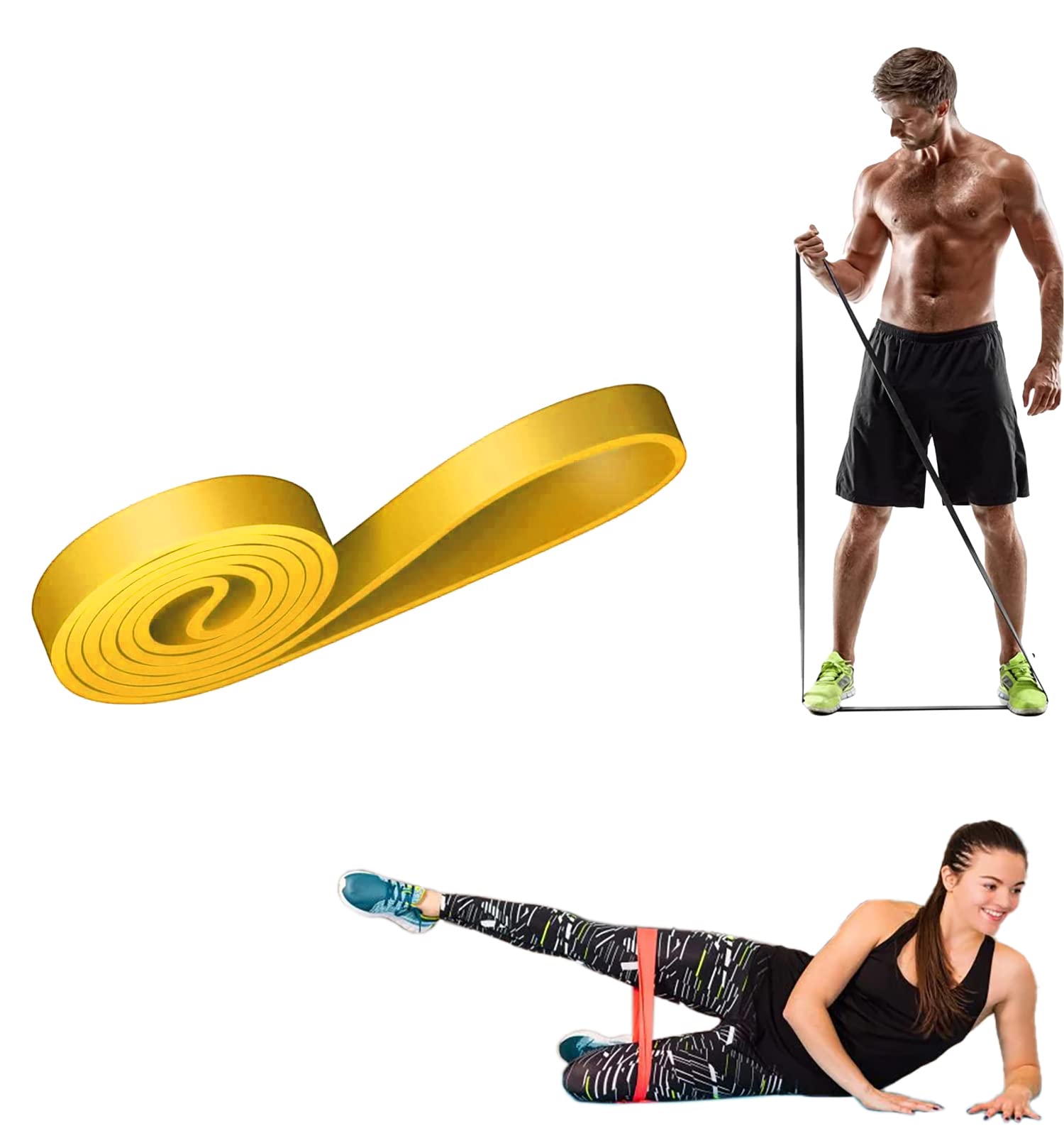 Training Band Elastic Resistance Band for Fitness Crossfit Training for Males and Females Yellow 25 kg. 25 kg
