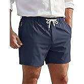 NUYIFOLA Mens 5.5 Inch Casual Shorts Pull on Drawstring Short Inseam Dress Golf Stretch Zip Pockets Summer Waterproof