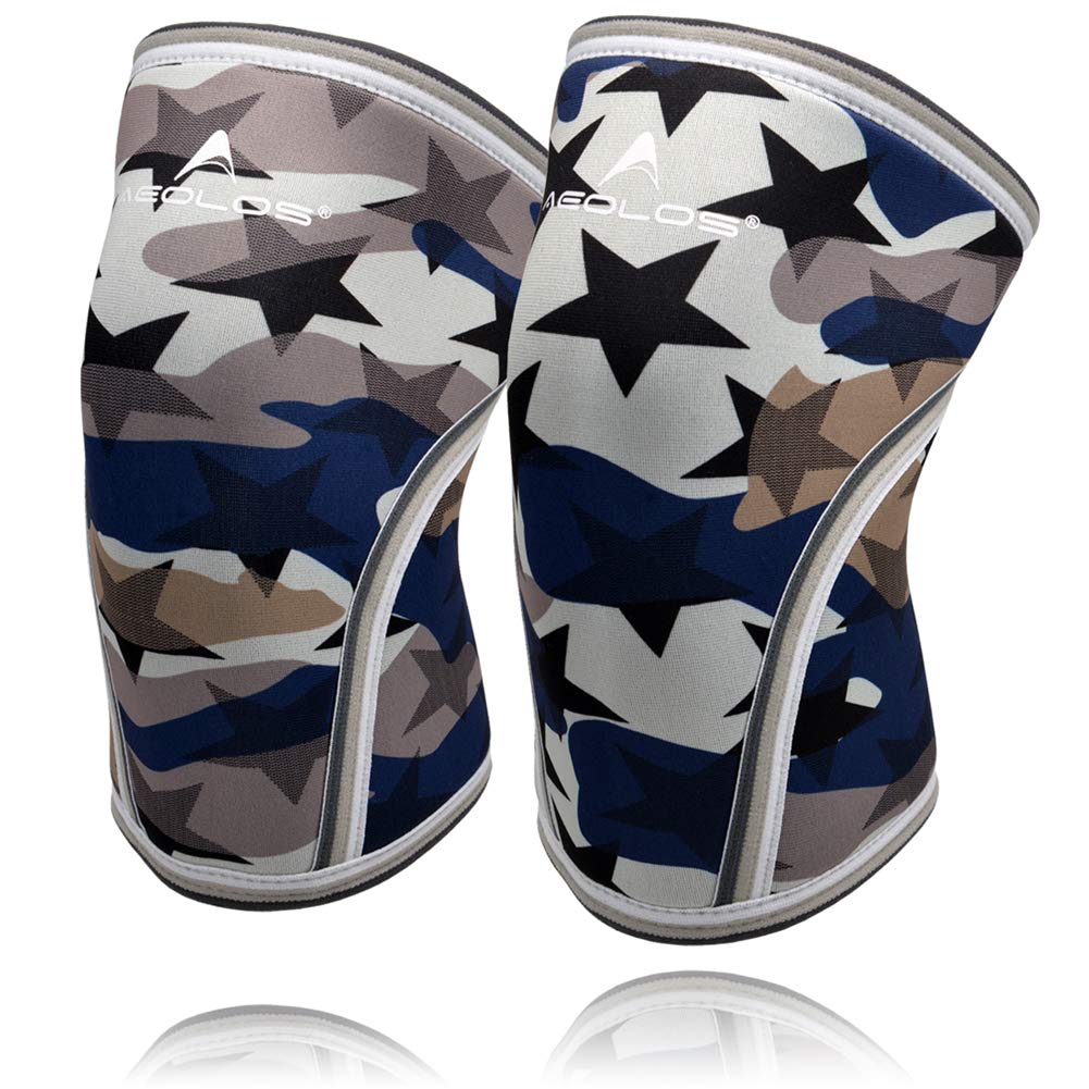 Knee Sleeves (1 Pair), 7mm Thick Compression Knee Braces Offer Strong Support for Weightlifting | Cross Training | Powerlifting | Bodybuilding | Squats | Gym and Other Sports (Medium, Star Camo)
