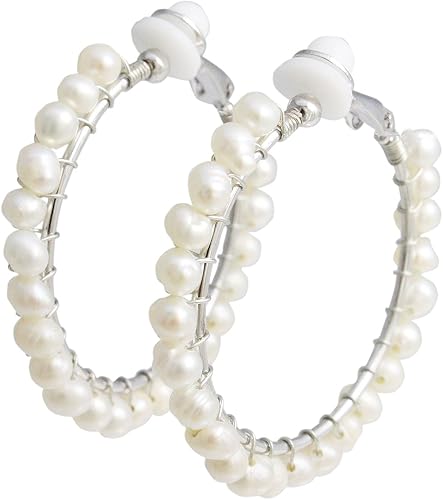 Amazon ヴァンテーヌ Vingtaine 淡水パール フープ イヤリング E40