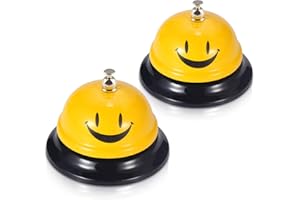 EMDMAK Call Bell, Service Bell for The Porter Kitchen Restaurant Bar Classic Concierge Hotel (3.35 Inch Diameter) (2 Pack)(Yellow)