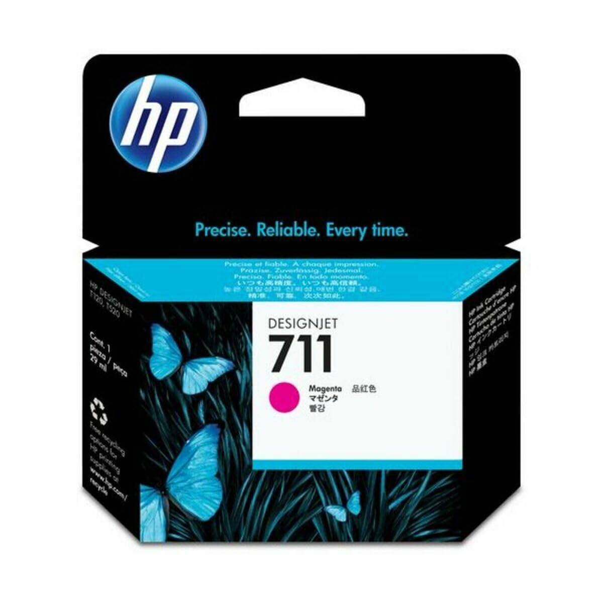 HP 711 CZ131A Magenta 29-ml Genuine Ink Cartridge with Original Ink DesignJet T120, T125, T130, T520, T525, T530 Large Format Plotter Printers 711 DesignJet Printhead
