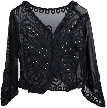 Summer Plus Size Bolero Shrug Jacket Loose Shrug Cardigan Cover Up (Black) at Amazon Womenâs 