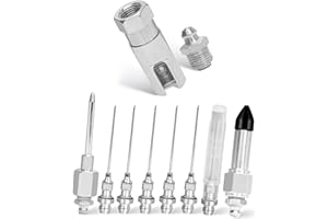 9 Pcs Grease Needle Nozzle Kit, Contain Slotted Grease Fitting Rubber Seal-Off Adapter Grease Needle Dispenser 18G Grease Nee