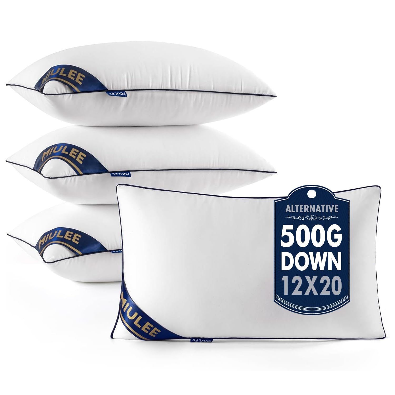 MIULEE 12x20 Pillow Inserts Set of 4 Throw Pillows Premium Down Alternative Pillow Inserts Rectangle Decorative Pillow Stuffer for Sofa, Couch (12x20 inch, Set of 4) Image