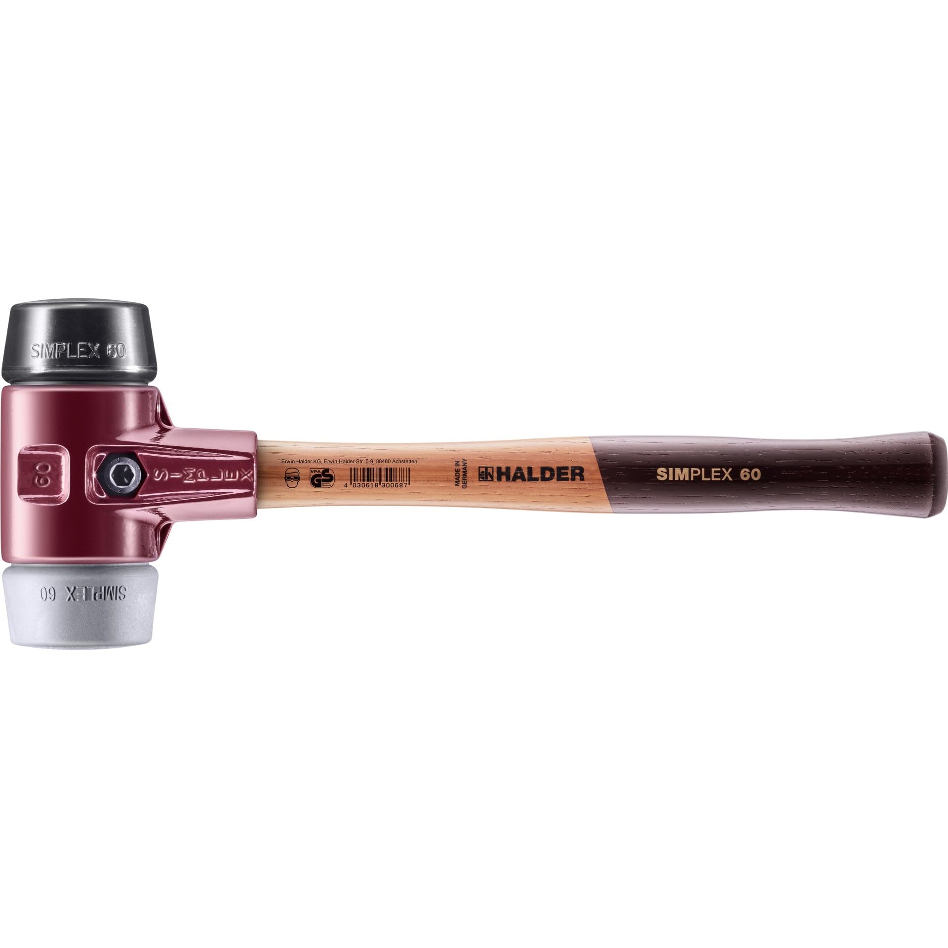 Halder 3023060 "Simplex" Soft-Face Rubber/TPE-Mid Mallet, Multi-Colour, 60 mm